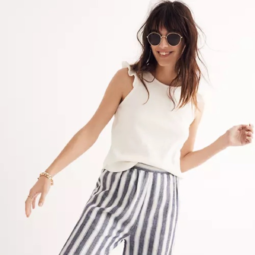 Madewell Ruffle-Sleeve Tank Top - white xs